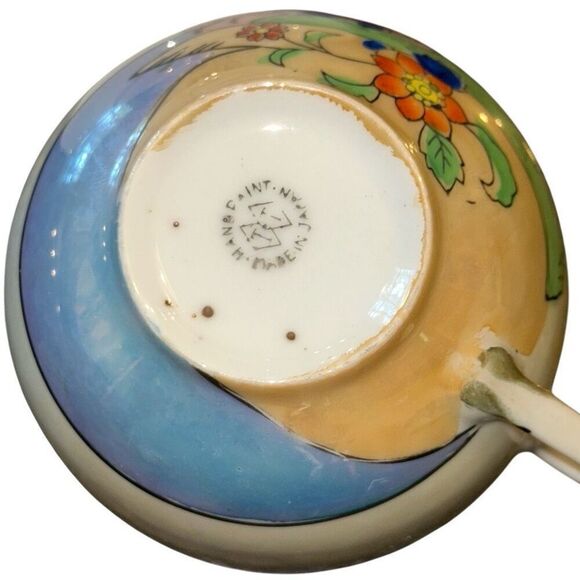 VINTAGE TT-Takito HAND PAINTED EGG SHELL TEA CUP & SAUCER JAPAN Lusterware Pagod - Picture 10 of 11